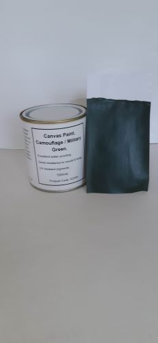 1 x 500mls Camouflage / Military Green Ral 6028. Canvas Soft Top, Tilt & Awning Paint 