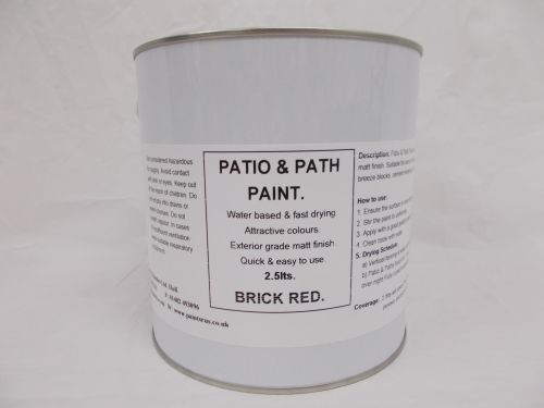 2.5lt Patio, Path & Paving Slab Paint Garden BBQ Tarmac - Brick Red