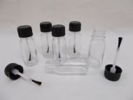 6 x 10ml Glass Empty Bottle Brush Nail Art Cosmetic Oil Paint