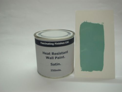 1 x 250ml Satin Duck Egg Heat Resistant Wall Paint. Wood Burner Stove Alcove. Brick, Concrete, Plaster, Cement Board, Rendering, Metal, Timber etc. 