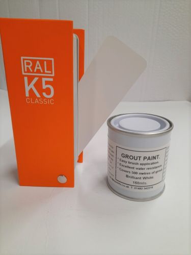 150ml - Tile Grout-Grouting Paint Satin Finish Brush Applied - Brilliant White RAL 9016
