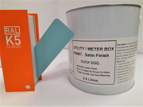 1 x 2.5lt Utility & Meter Box Paint. Duck Egg RAL 6027. Satin Finish