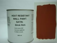 1 x 500ml Satin Red Brick Heat Resistant Wall Paint. Wood Burner Stove Alcove. Brick, Concrete, Plaster, Cement Board, Rendering, Metal, Timber etc. 