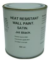 1 x 500ml Satin Jet Black Heat Resistant Wall Paint. Wood Burner Stove Alcove. Brick, Concrete, Plaster, Cement Board, Rendering, Metal, Timber etc. 
