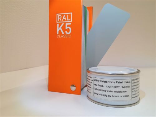 1 x 150ml Utility & Meter Box Paint. Light Grey RAL 7038. Satin Finish