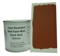 1 x 250ml Matt Brick Red Heat Resistant Wall Paint.  Wood Burner Stove Alcove. Brick, Concrete, Plaster, Cement Board, Rendering, Metal, Timber etc. 