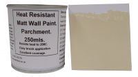 1 x 250ml Matt Parchment Heat Resistant Wall Paint. Wood Burner Stove Alcove. Brick, Concrete, Plaster, Cement Board, Rendering, Metal, Timber etc. 