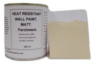 1 x 500ml Matt Parchment Heat Resistant Wall Paint. Wood Burner Stove Alcove. Brick, Concrete, Plaster, Cement Board, Rendering, Metal, Timber etc.