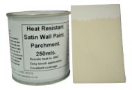 1 x 250ml Satin Parchment Heat Resistant Wall Paint. Wood Burner Stove Alcove. Brick, Concrete, Plaster, Cement Board, Rendering, Metal, Timber etc.